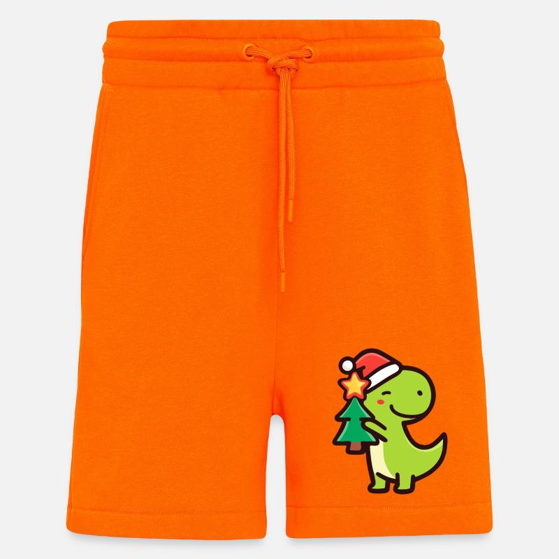 Kawaii Dino T-Rex mit Weihnachtsbaum - Shorts - made by SPREAD - SUNSET ORANGE
