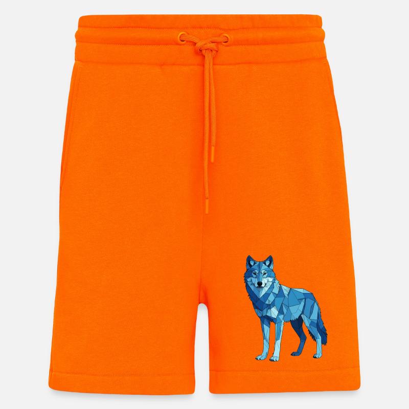 Blauer Polygonwolf - Shorts - made by SPREAD - SUNSET ORANGE