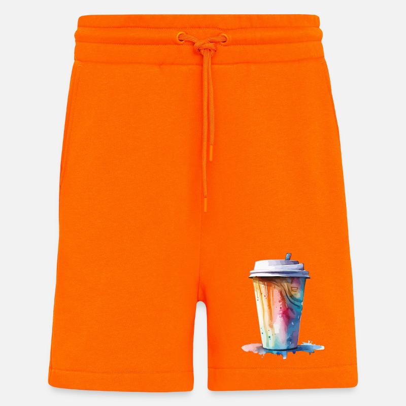 Cappuccino Kaffee Becher Kunst - Shorts - made by SPREAD - SUNSET ORANGE