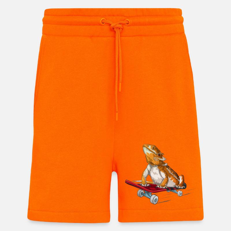 Bearded Dragon On A Skateboard - Shorts - made by SPREAD - SUNSET ORANGE