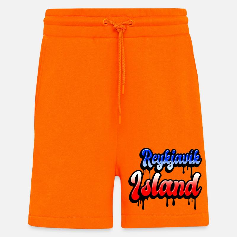 Conception de l’île de Reykjavík - Short bio décontracté fabriqué en UE - SUNSET ORANGE