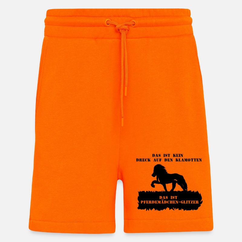 Spruch 3 mit Pferd 1 schwarz - Shorts - made by SPREAD - SUNSET ORANGE