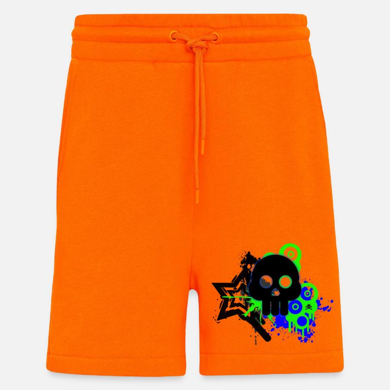 Neon Schädel Spritzer - Shorts - made by SPREAD - SUNSET ORANGE