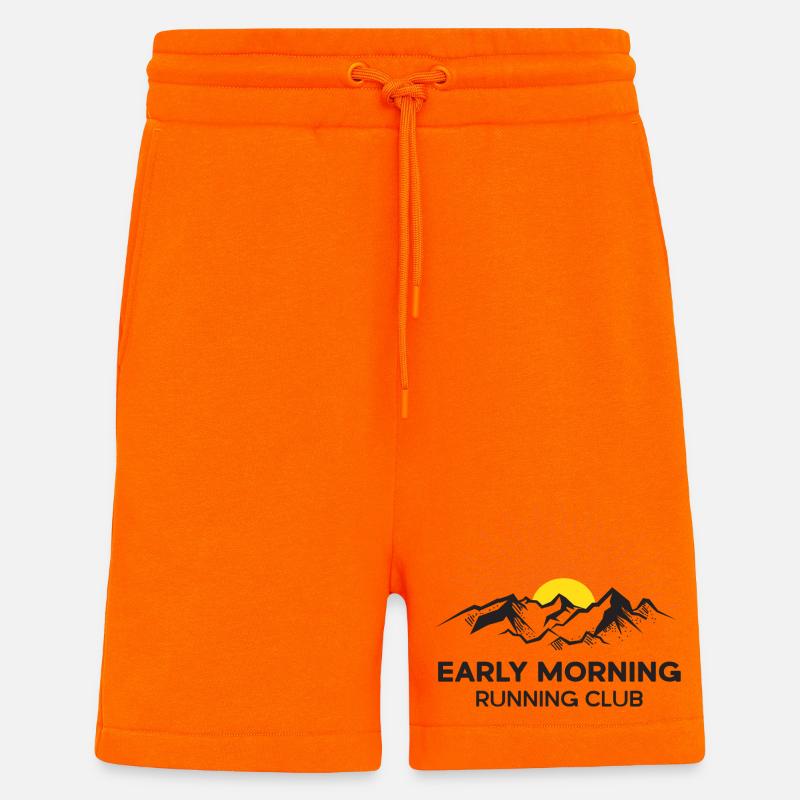 Club de course tôt le matin - Short bio décontracté fabriqué en UE - SUNSET ORANGE