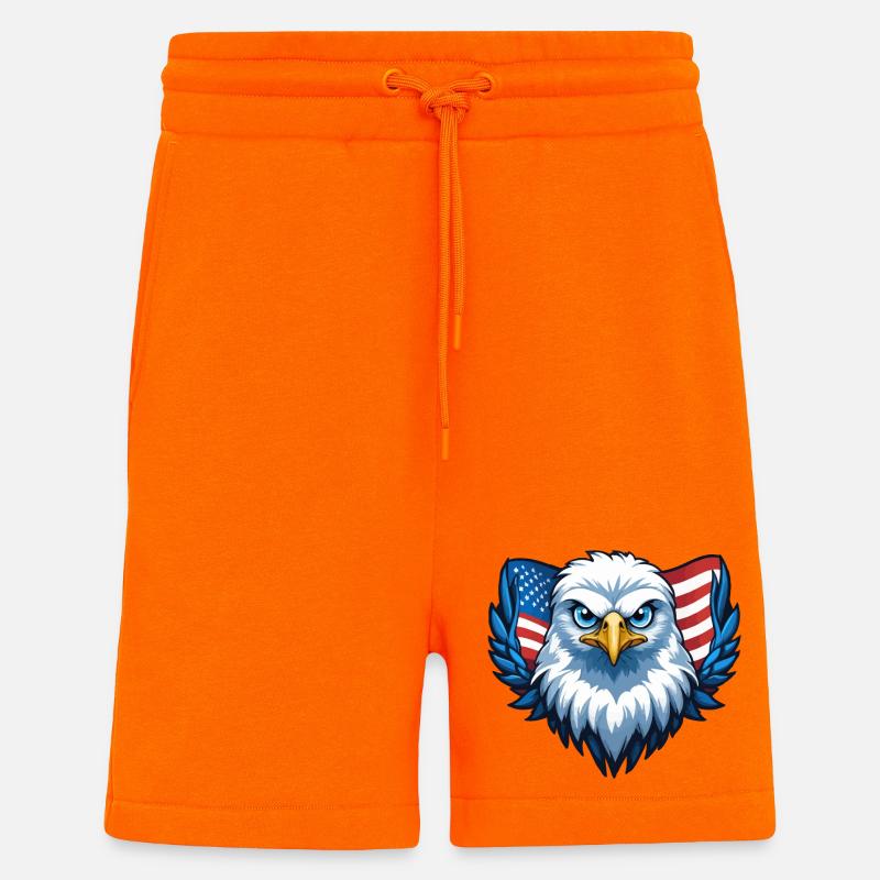 Drapeau des États-Unis Eagle Wings - Short bio décontracté fabriqué en UE - SUNSET ORANGE