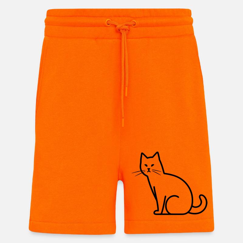 Dessin de chat - Short bio décontracté fabriqué en UE - SUNSET ORANGE