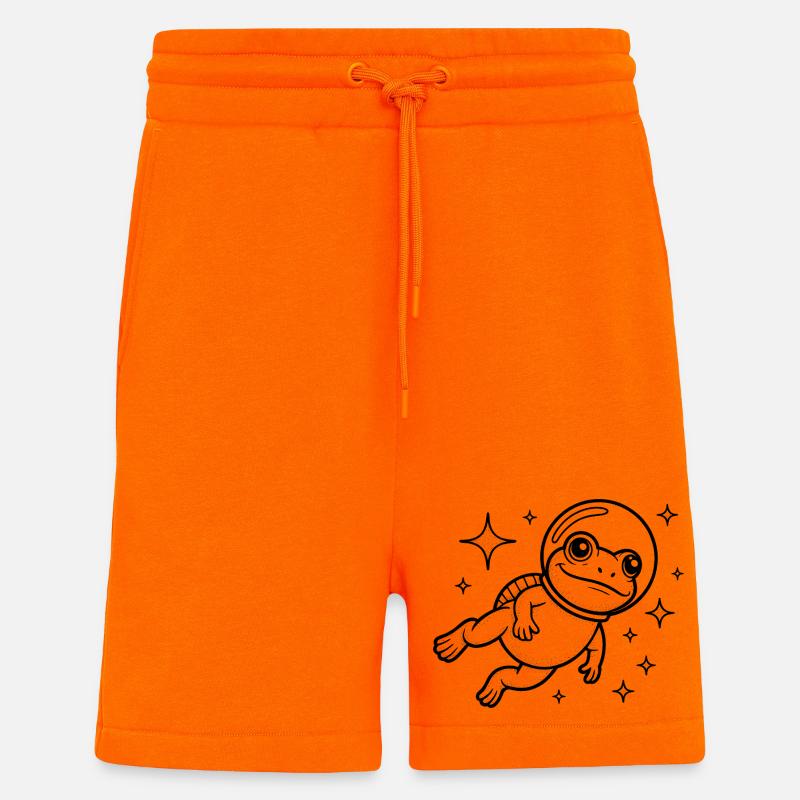 Grenouille dans l'espace - Logo Cool Astonomy - Short bio décontracté fabriqué en UE - SUNSET ORANGE