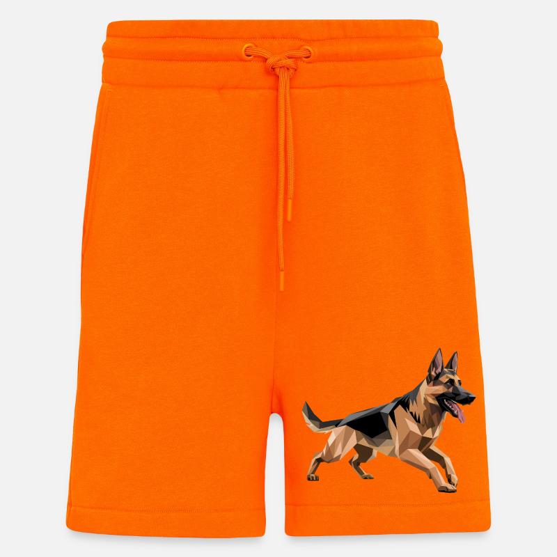 German Shepherd - Cool Low Poly Logo - Shorts - made by SPREAD - SUNSET ORANGE
