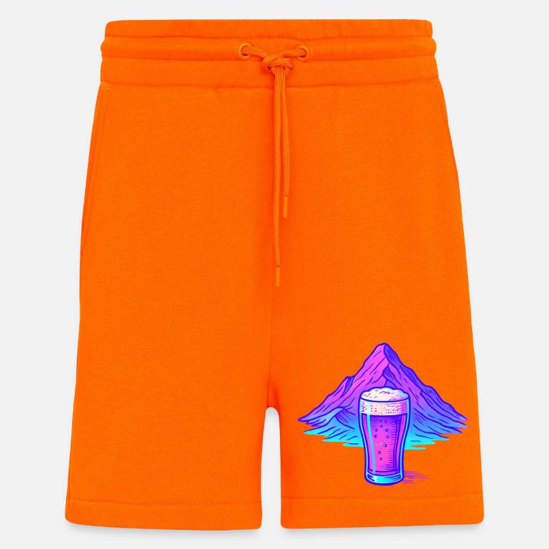 Neon Bierglas vor Berglandschaft - Shorts - made by SPREAD - SUNSET ORANGE