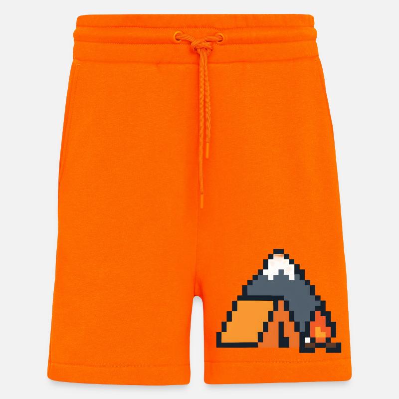 Pixel Sleeping Fox Moonlit Night - Shorts - made by SPREAD - SUNSET ORANGE
