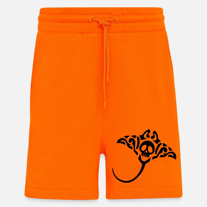 Manta Ray und Schädel (Schwarz) - Shorts - made by SPREAD - SUNSET ORANGE