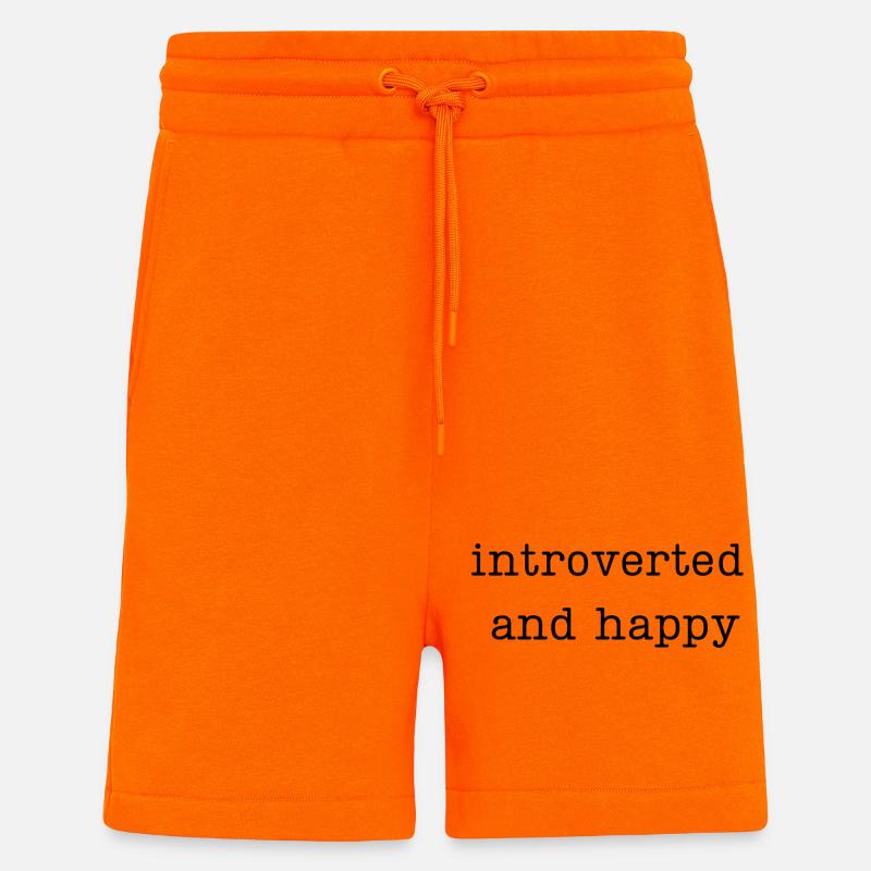 introverti et heureux - Short bio décontracté fabriqué en UE - SUNSET ORANGE