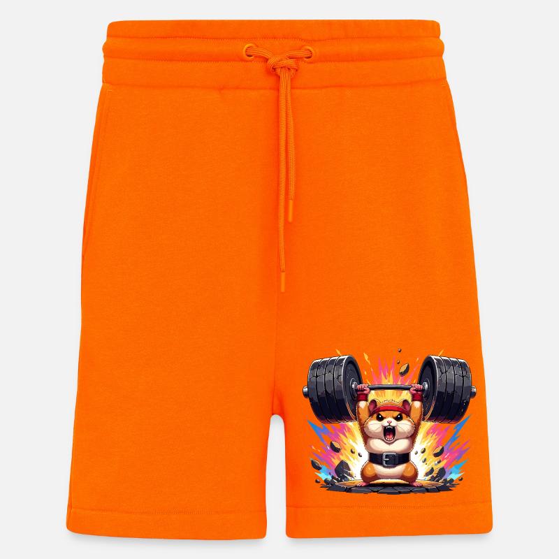 Strength hamster in strength training - Shorts - made by SPREAD - SUNSET ORANGE