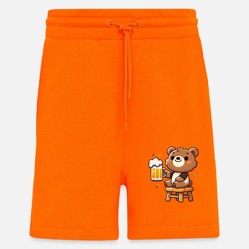 Cute Bear Drinking Beer 3 - Shorts - made by SPREAD - SUNSET ORANGE