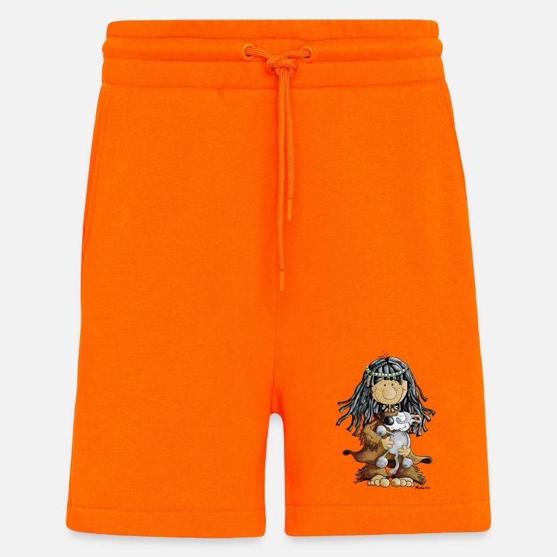 Indianer und Wolf - Freunde - Shorts - made by SPREAD - SUNSET ORANGE