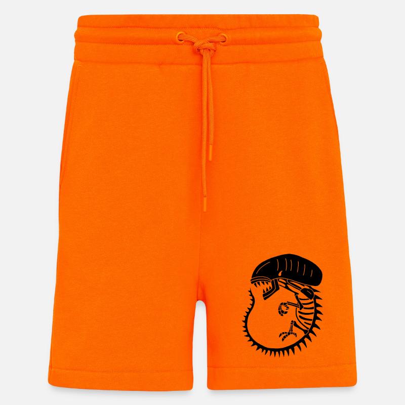 Schwarzes außerirdisches Monsterskelett - Shorts - made by SPREAD - SUNSET ORANGE