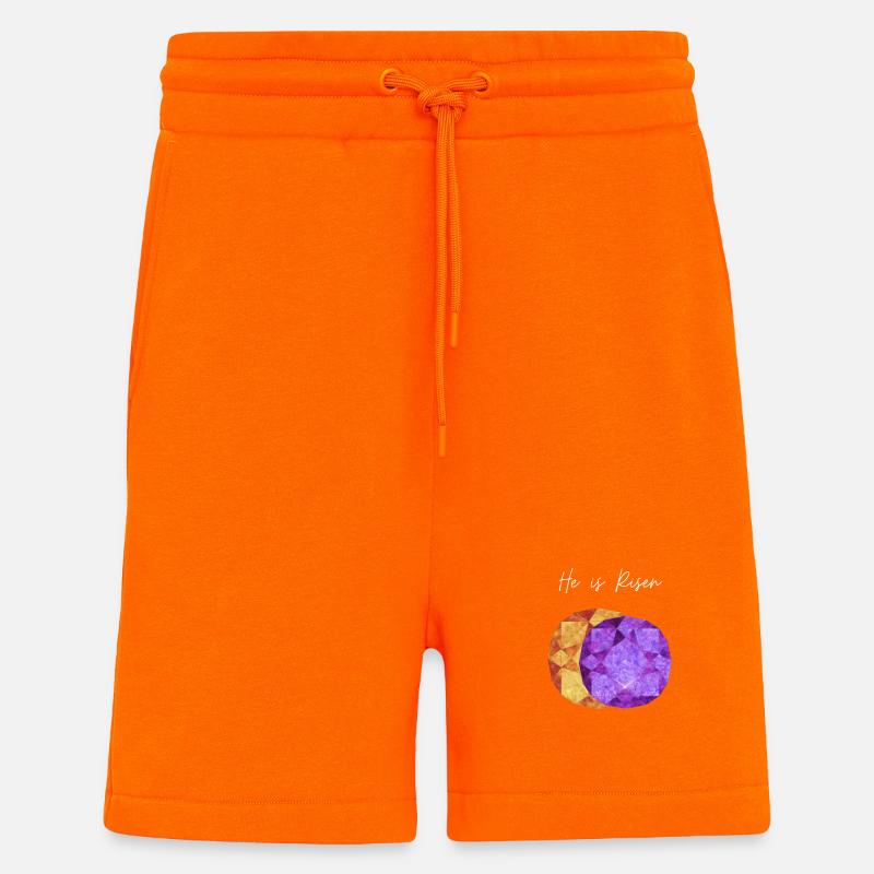He is Risen Geometric Gem - Shorts - made by SPREAD - SUNSET ORANGE