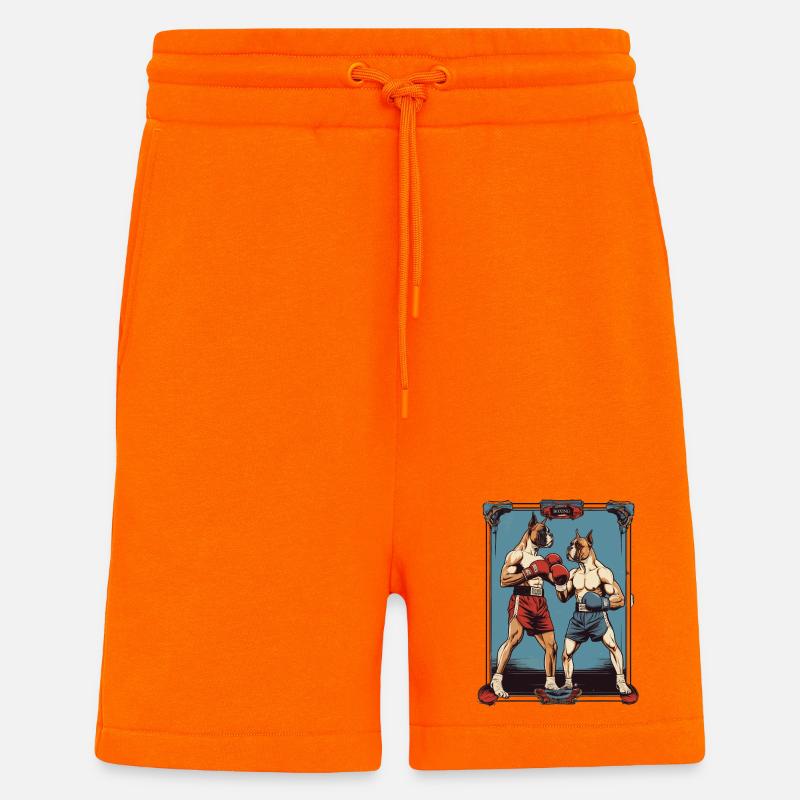 Les chiens dans la boxe - Short bio décontracté fabriqué en UE - SUNSET ORANGE