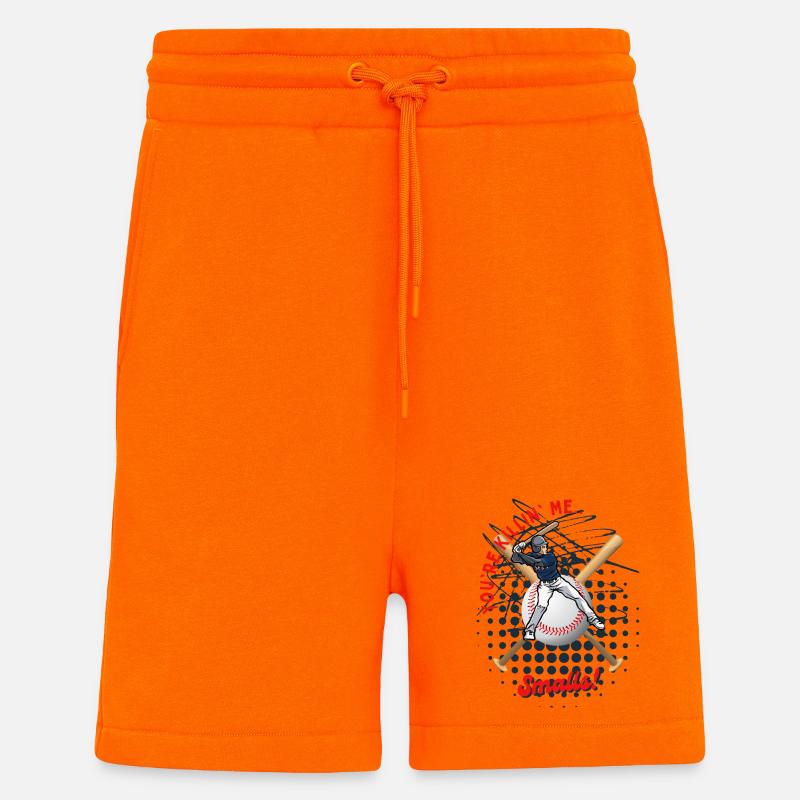 Baseball Batter with Playful Text - Shorts - made by SPREAD - SUNSET ORANGE
