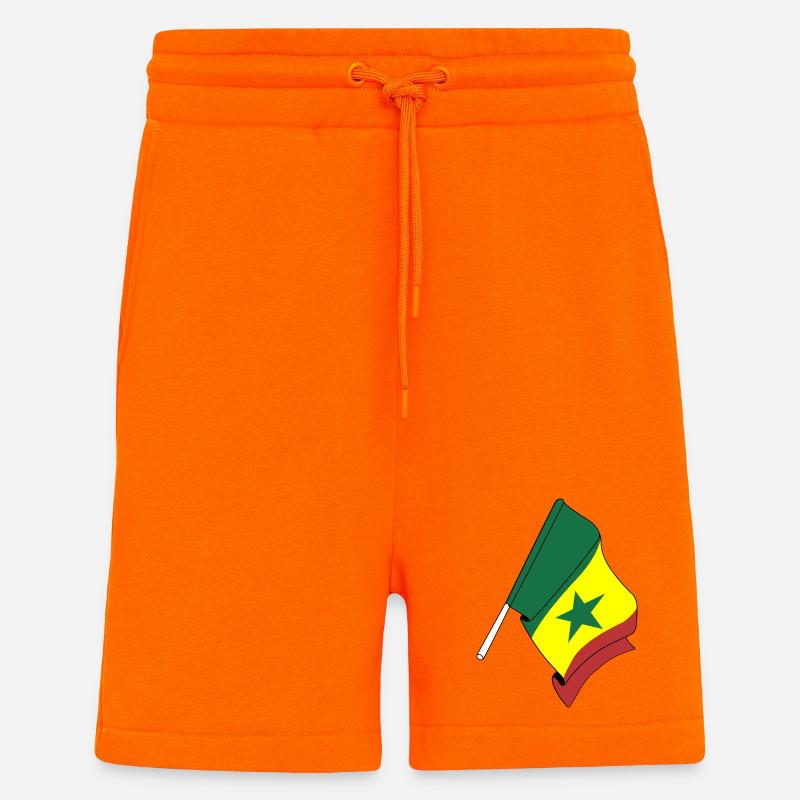 Drapeau du Sénégal - Short bio décontracté fabriqué en UE - SUNSET ORANGE