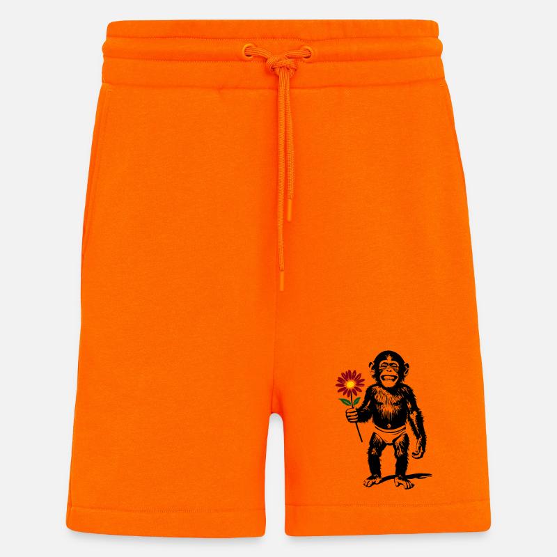 Affe mit Blume Valentinsgeschenk - Shorts - made by SPREAD - SUNSET ORANGE