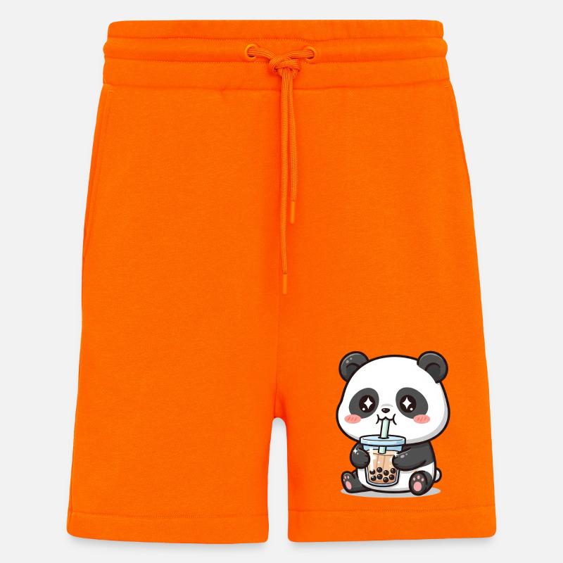 Cuddly panda bear with bubble tea - Shorts - made by SPREAD - SUNSET ORANGE