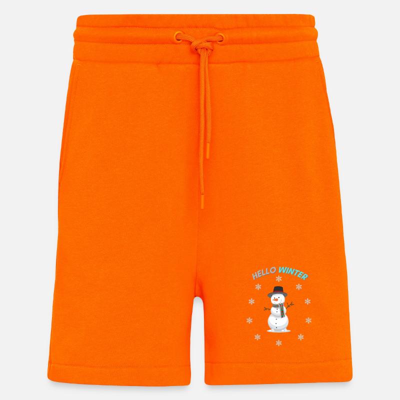 Breloque bonhomme de neige Hello Winter - Short bio décontracté fabriqué en UE - SUNSET ORANGE
