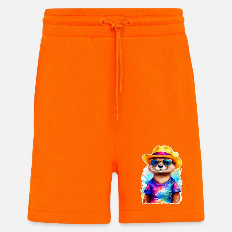 Otter with straw hat - Shorts - made by SPREAD - SUNSET ORANGE