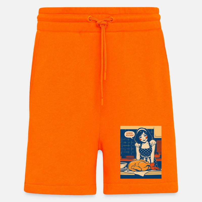 Pop-Art Küchenchaos mit Spruch - Shorts - made by SPREAD - SUNSET ORANGE