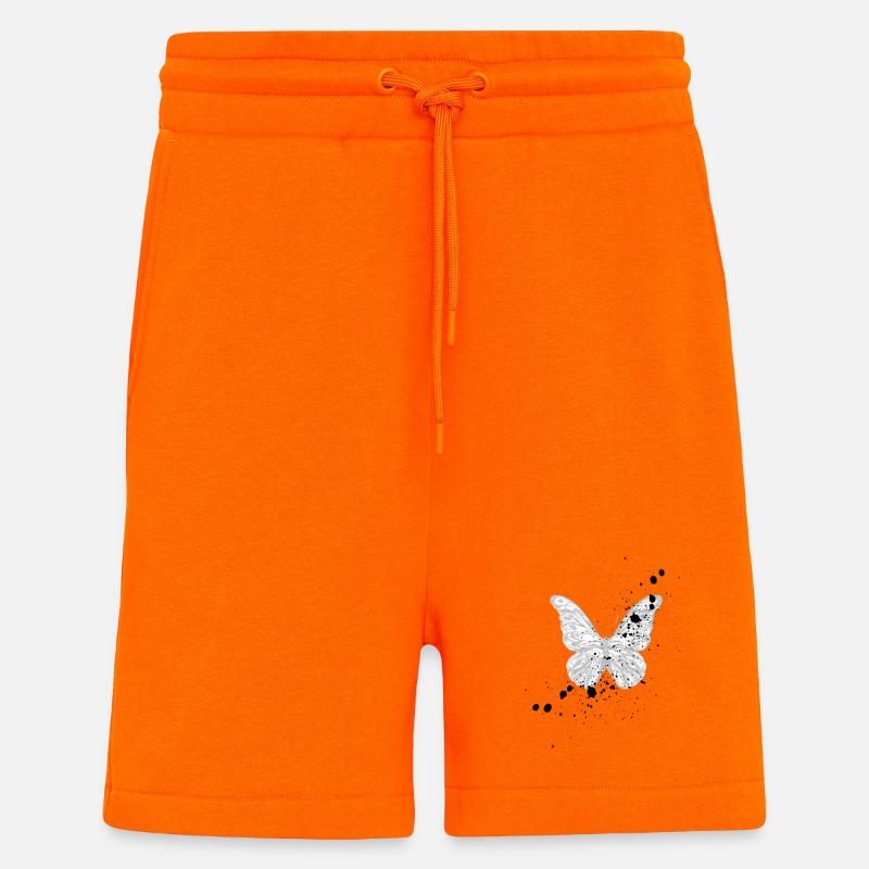 Papillon Blanc - Short bio décontracté fabriqué en UE - SUNSET ORANGE