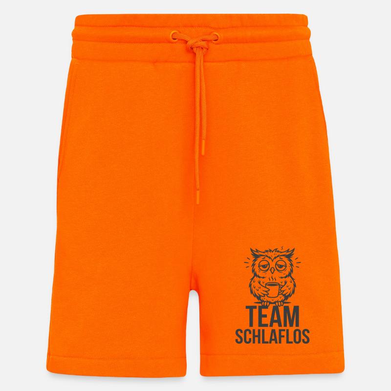 Équipe Insomniaque – Hibou Fatigué - Short bio décontracté fabriqué en UE - SUNSET ORANGE