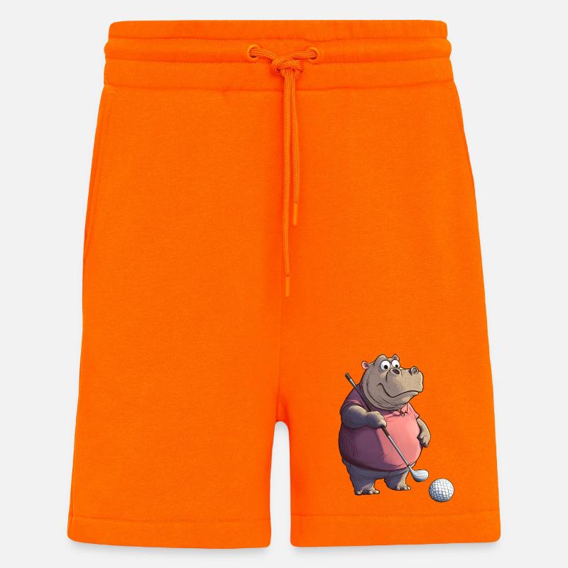 Nilpferde Golf / Golfer Nilpferd - Shorts - made by SPREAD - SUNSET ORANGE