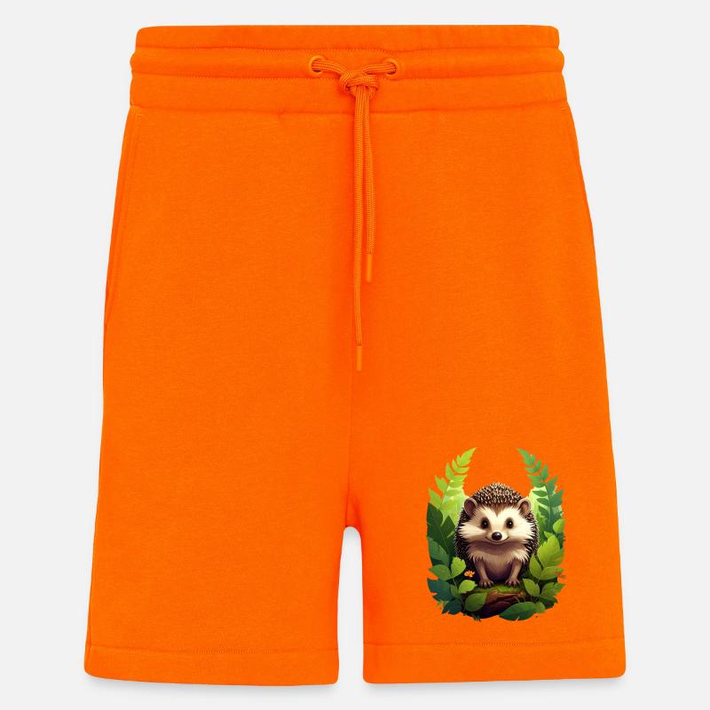 Hérisson dans la forêt - Short bio décontracté fabriqué en UE - SUNSET ORANGE