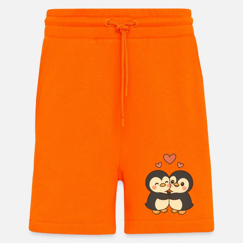 Pinguin Paar Liebe - Shorts - made by SPREAD - SUNSET ORANGE