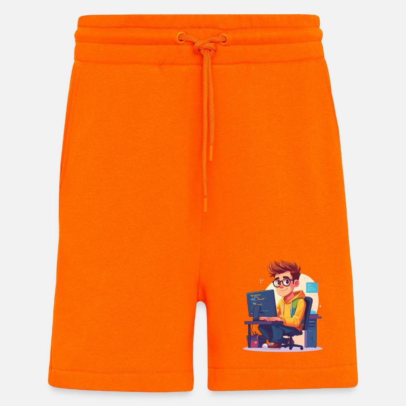 Programmeur ou nerd - Short bio décontracté fabriqué en UE - SUNSET ORANGE