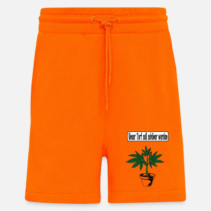 Conception du cannabis - Short bio décontracté fabriqué en UE - SUNSET ORANGE