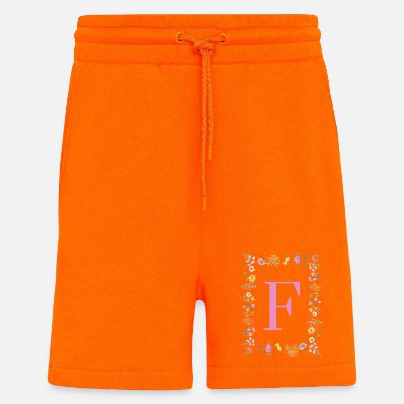 Florale Initialen "F", Buchstaben Monogramm  - Shorts - made by SPREAD - SUNSET ORANGE