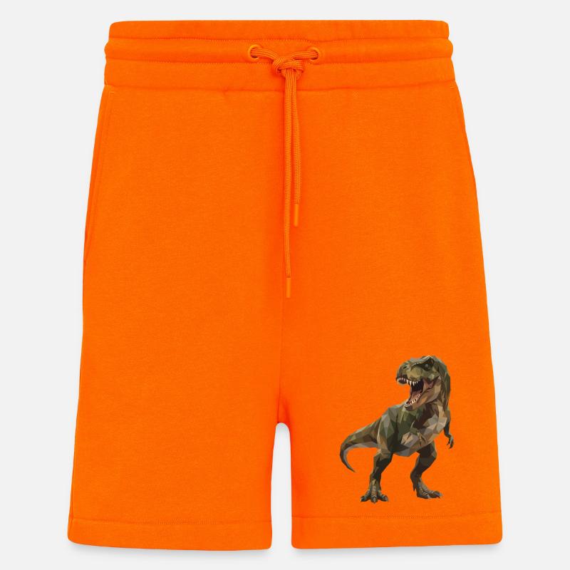 Geometrischer grüner T-Rex Low Poly Tarnmuster - Shorts - made by SPREAD - SUNSET ORANGE