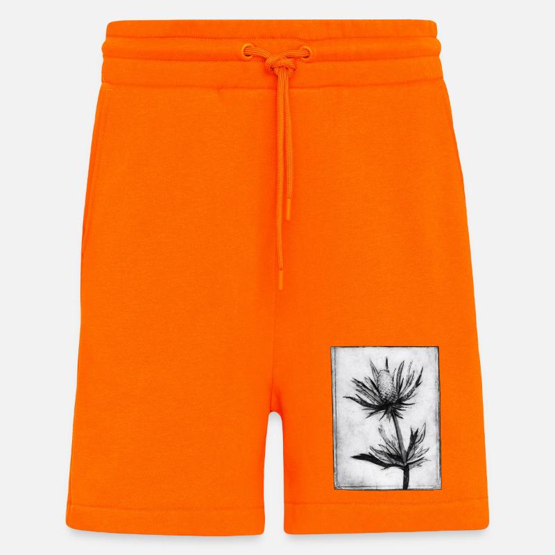 Thistle - hand carved artwork - Shorts - made by SPREAD - SUNSET ORANGE