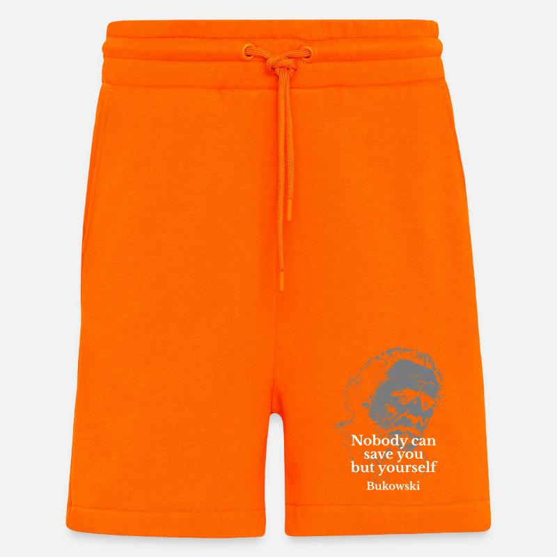 Zitat von Charles Bukowski über Selbstständigkeit - Shorts - made by SPREAD - SUNSET ORANGE