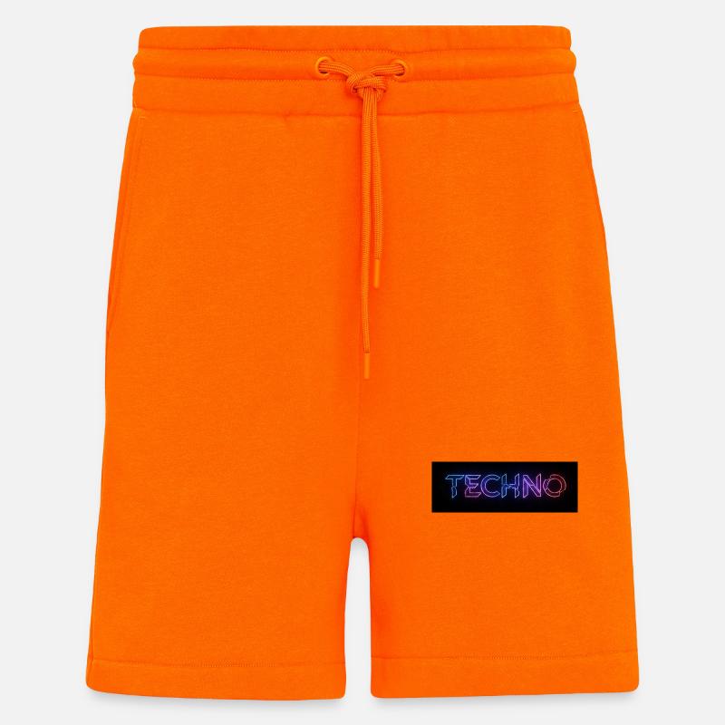 Texte de bug techno néon - Short bio décontracté fabriqué en UE - SUNSET ORANGE