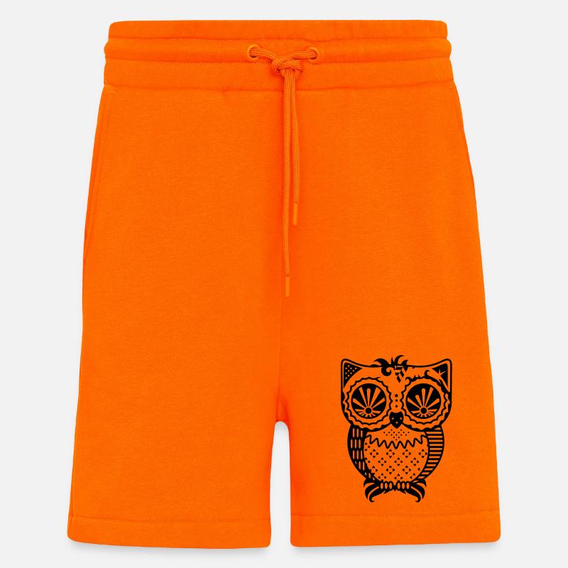 Un hibou de patchwork - Short bio décontracté fabriqué en UE - SUNSET ORANGE