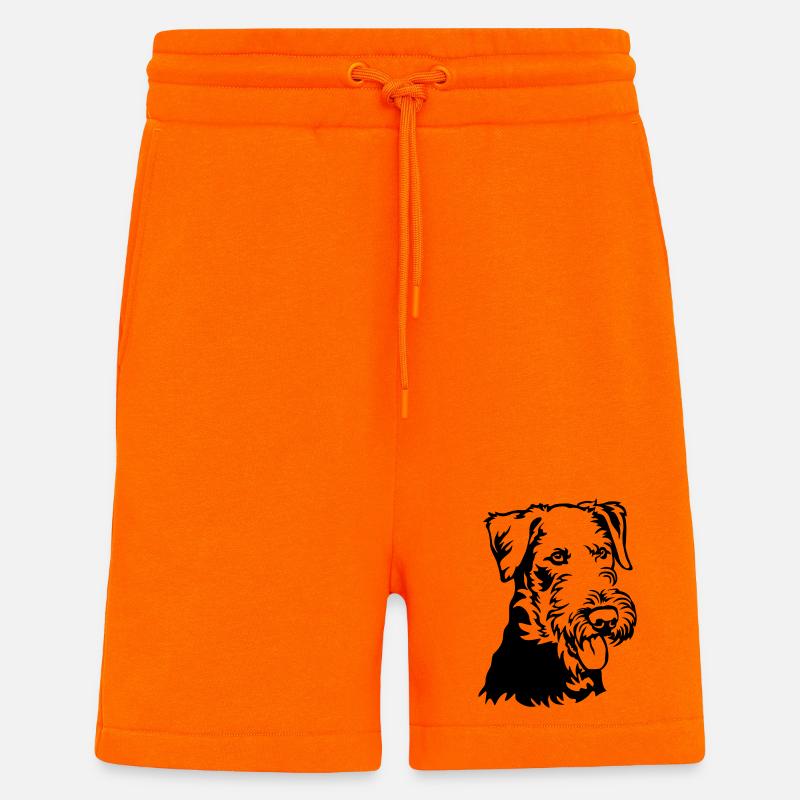 Airedale Terrier Head - Shorts - made by SPREAD - SUNSET ORANGE