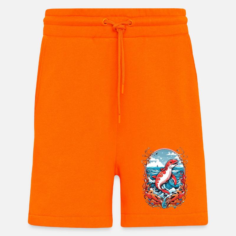 Créatures marines - Short bio décontracté fabriqué en UE - SUNSET ORANGE