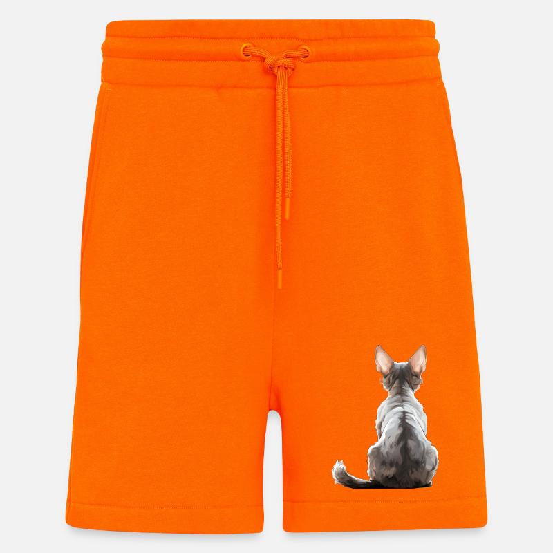 Devon Rex Cat - Shorts - made by SPREAD - SUNSET ORANGE