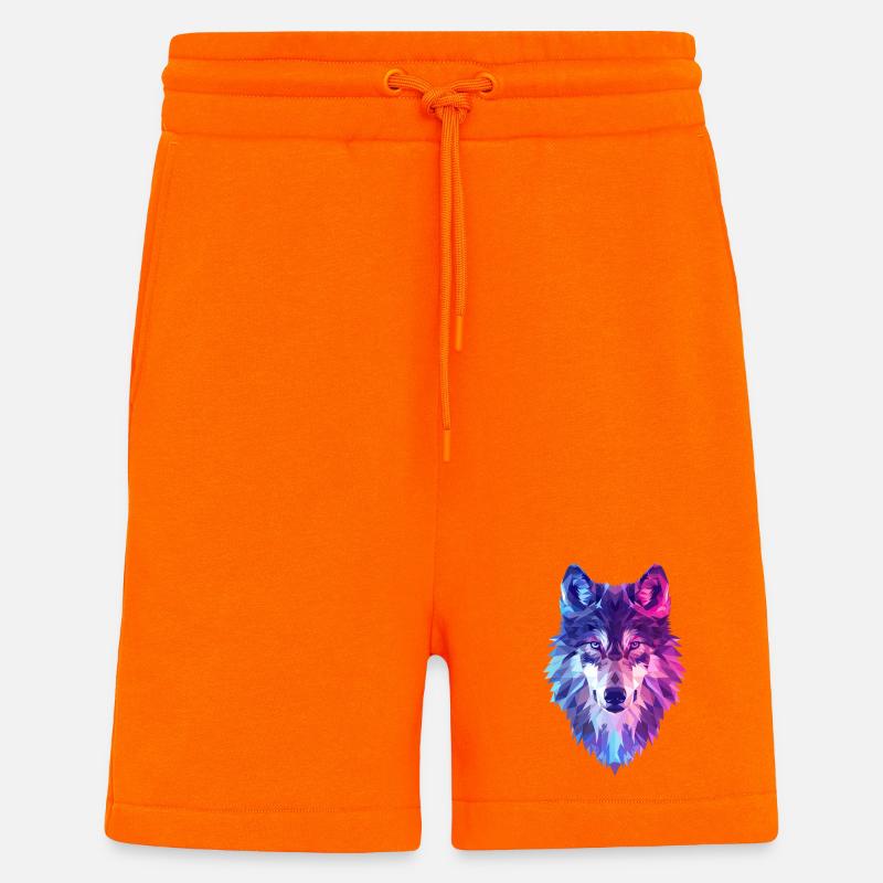 Geometrischer Wolf in Neonfarben - Shorts - made by SPREAD - SUNSET ORANGE