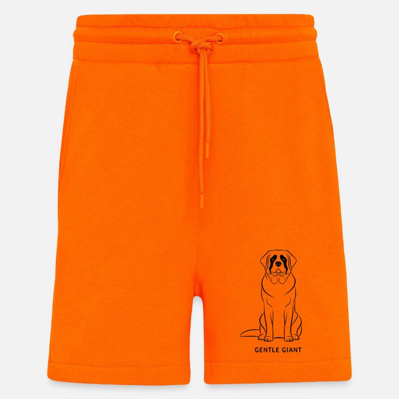 Motif Saint-Bernard Doux Géant - Short bio décontracté fabriqué en UE - SUNSET ORANGE