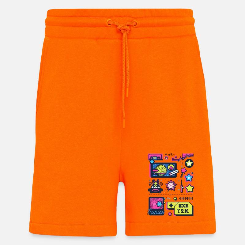 Neon Space Adventure 1990er Y2K - Shorts - made by SPREAD - SUNSET ORANGE