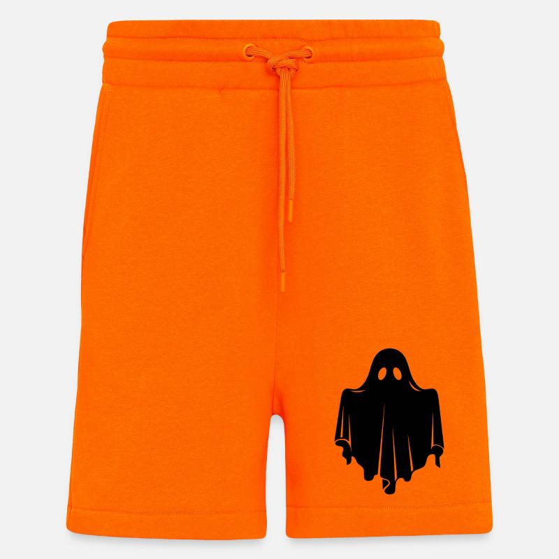 Ghost Boo Halloween Sweat à capuche - Short bio décontracté fabriqué en UE - SUNSET ORANGE