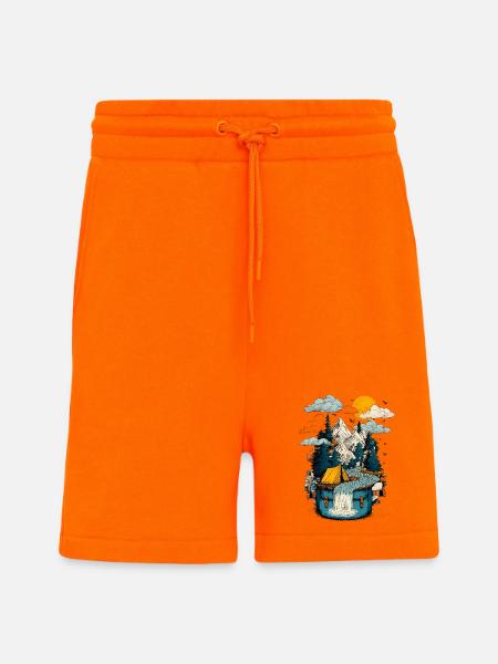 Mountain Lake Path - Camping Backpacker Motif - Shorts - made by SPREAD - SUNSET ORANGE